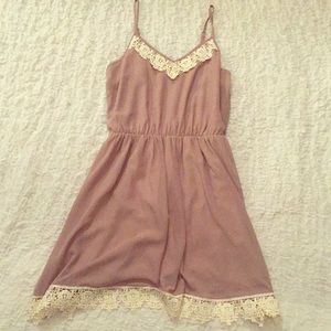 Brown dress with white lace